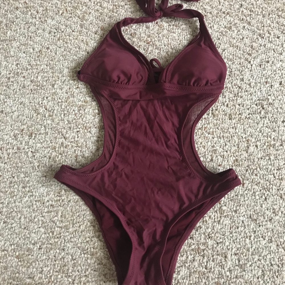 Maroon Cut-out One Piece